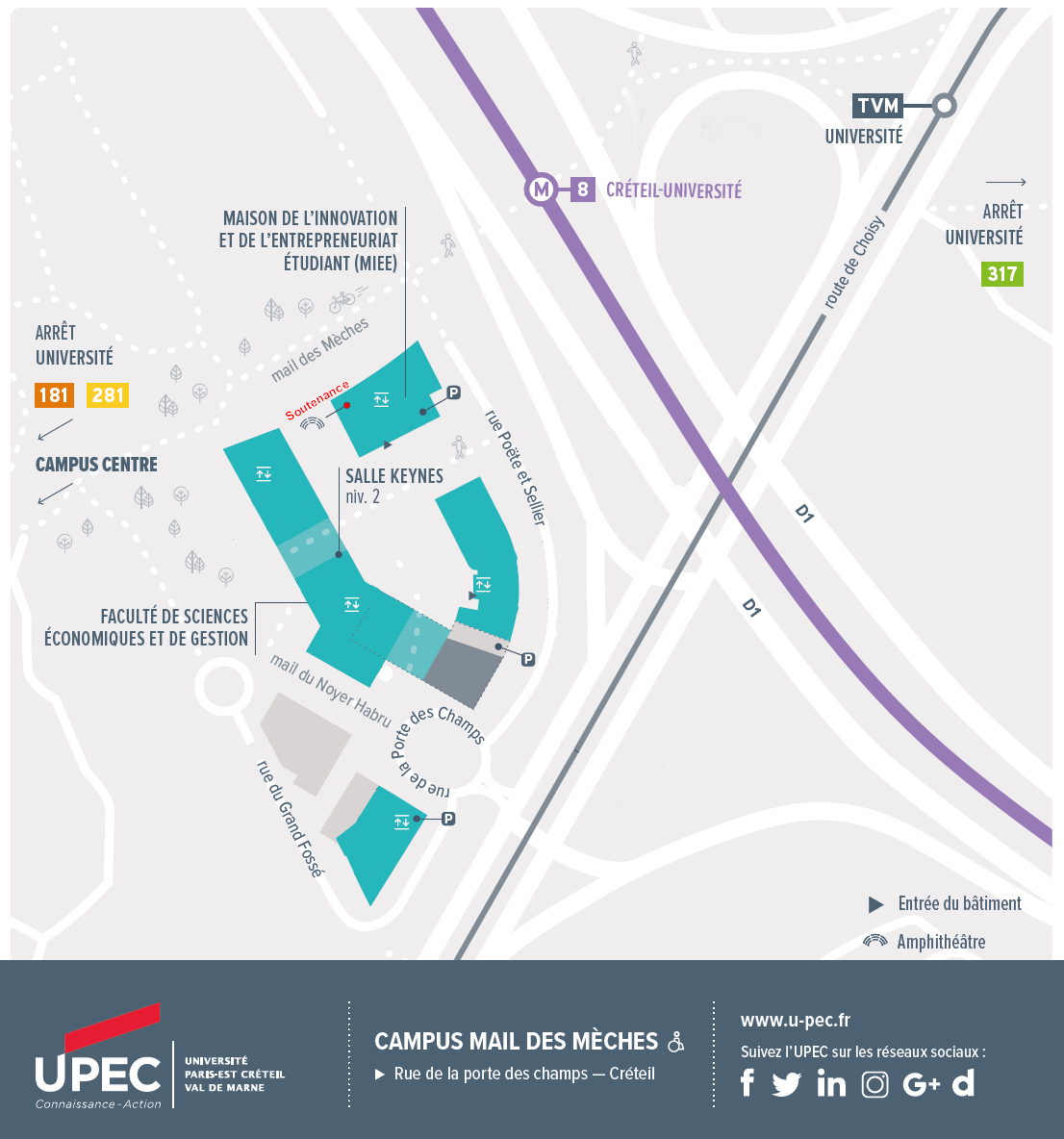 Plan du Mail des Mèches, UPEC